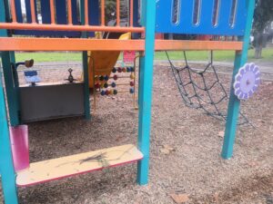 Playground with tactile toys and speaking tubes